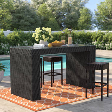 Rattan discount bar table